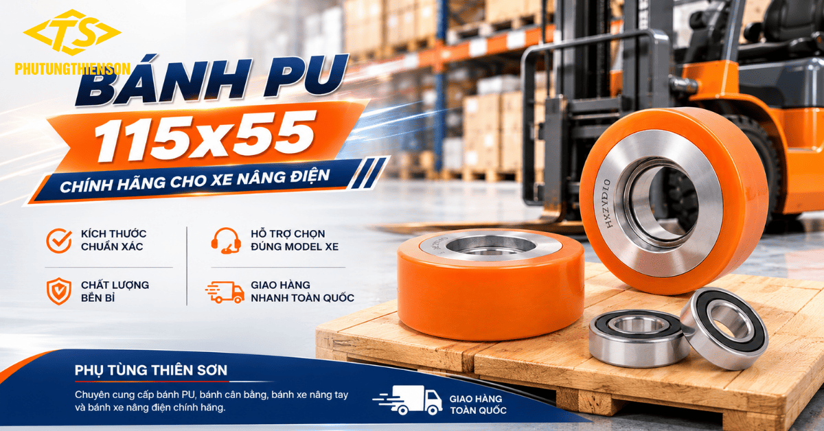 Bánh PU 115x55 chính hãng cho xe nâng điện