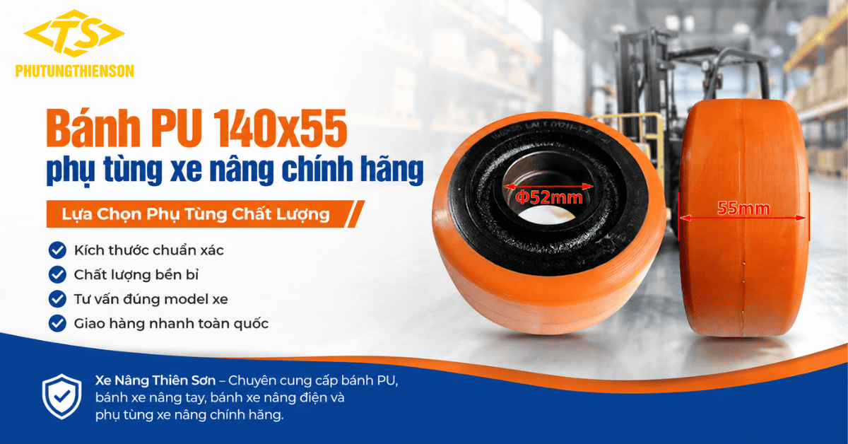 Bánh PU 140x55 phụ tùng xe nâng chính hãng