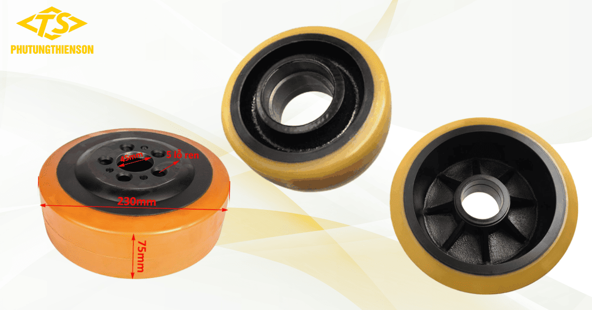 Bánh PU 230x75 xe nâng điện chịu mài mòn cao