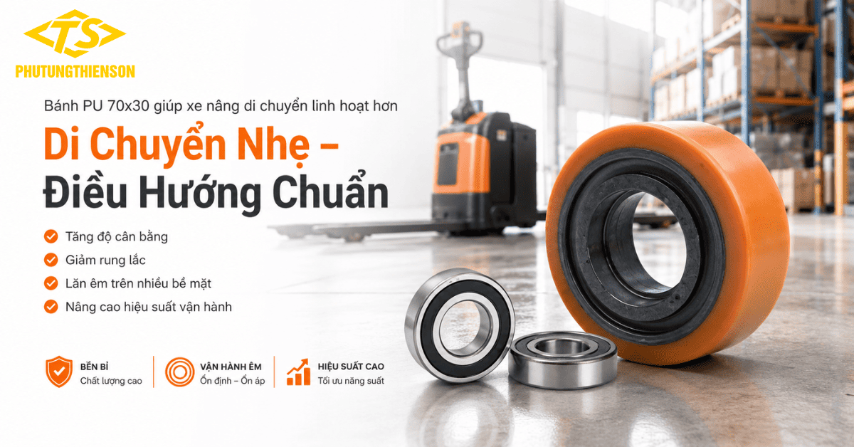 Bánh PU 70x30 giúp xe nâng di chuyển linh hoạt hơn