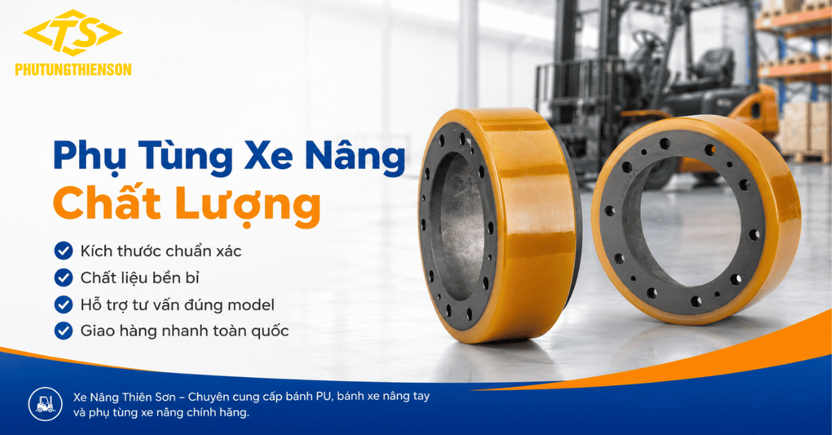 Bánh PU xe nâng 210x70 mua ở đâu