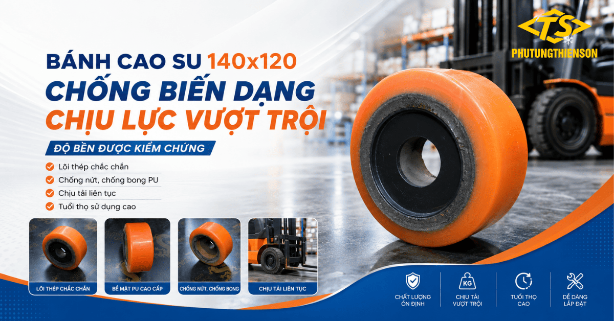Bánh cao su 140x120 chống biến dạng chịu lực vượt trội