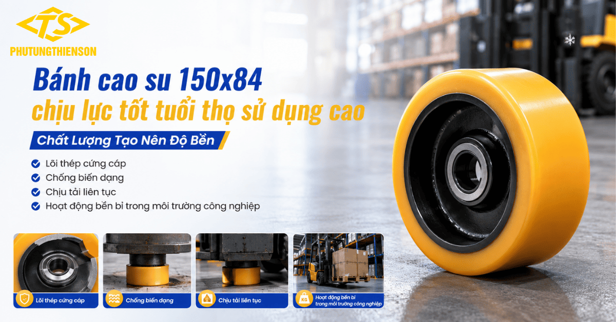 Bánh cao su 150x84 chịu lực tốt tuổi thọ sử dụng cao