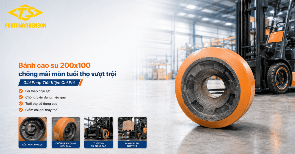 Bánh cao su 200x100 chống mài mòn tuổi thọ vượt trội