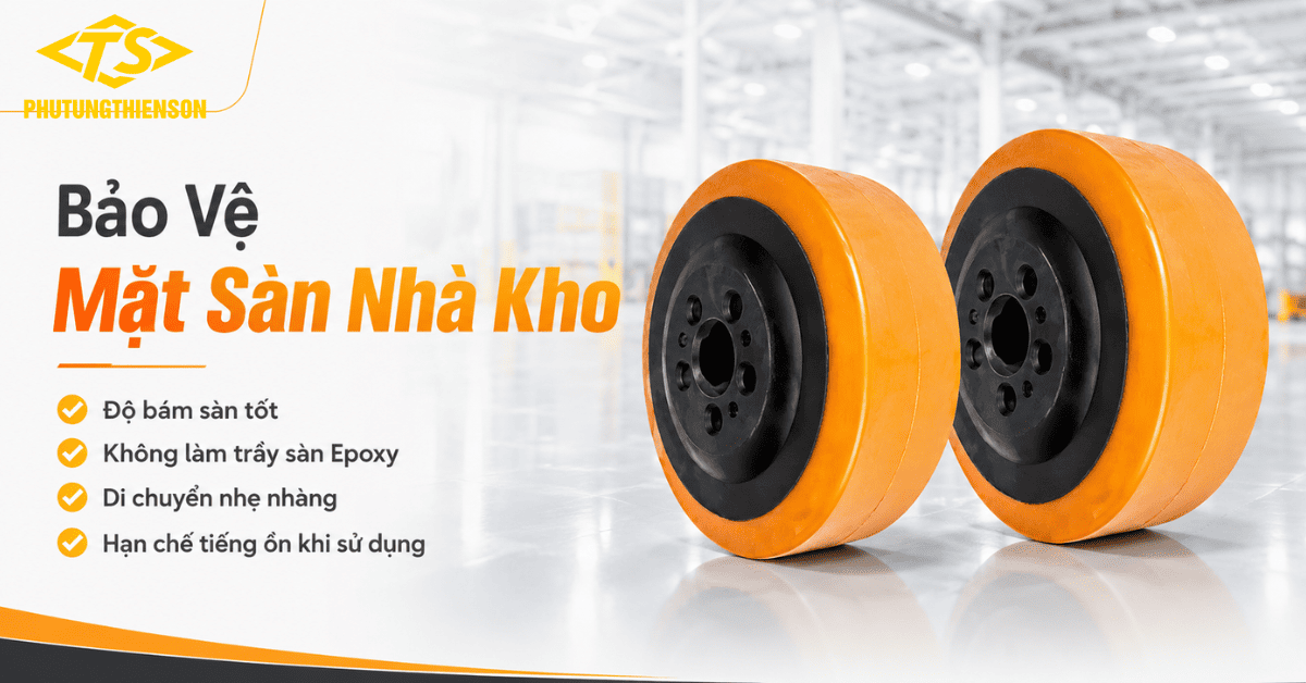 Bánh cao su 230x75 xe nâng bảo vệ măt sàn