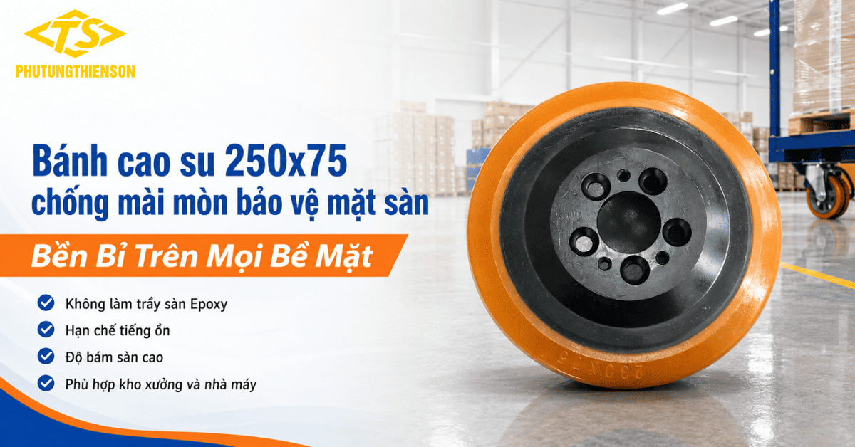 Bánh cao su 250x75 chống mài mòn bảo vệ mặt sàn