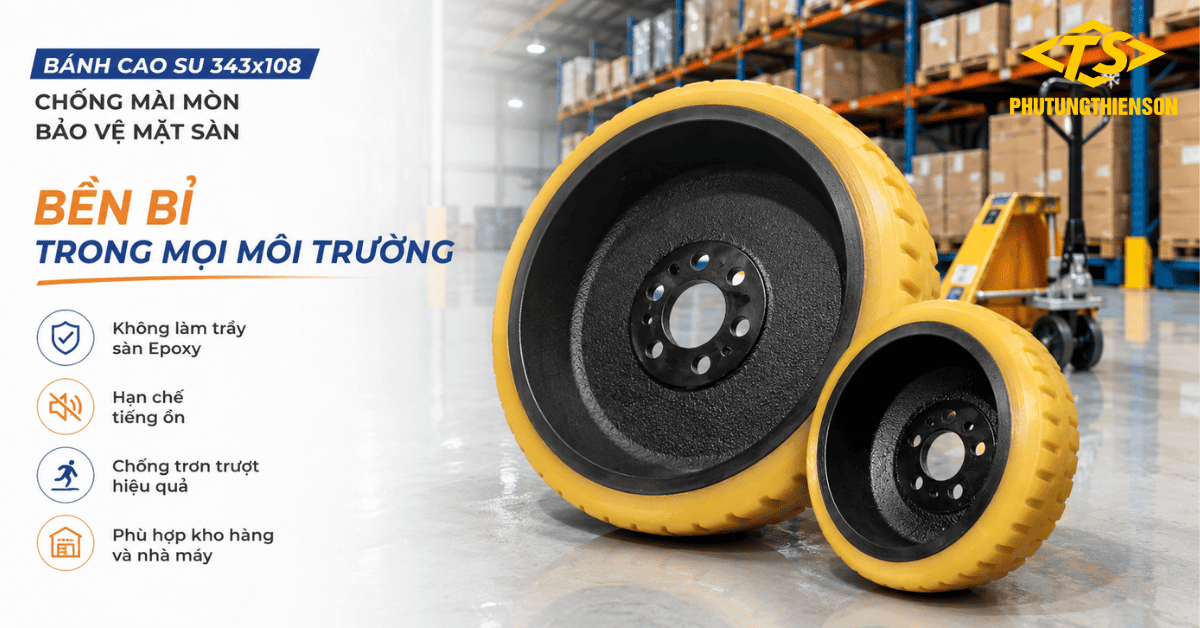 Bánh cao su 343x108 chống mài mòn bảo vệ mặt sàn