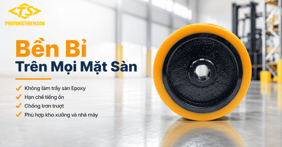 Bánh cao su 343x140 chống mài mòn bảo vệ mặt sàn