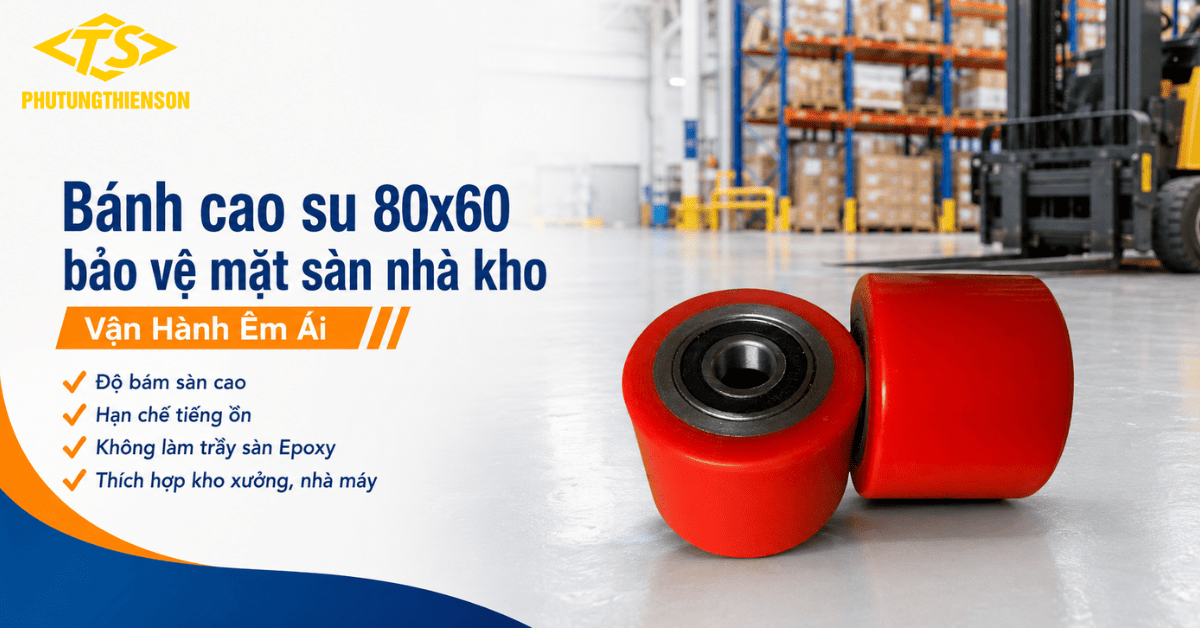Bánh cao su 80x60 bảo vệ mặt sàn nhà kho