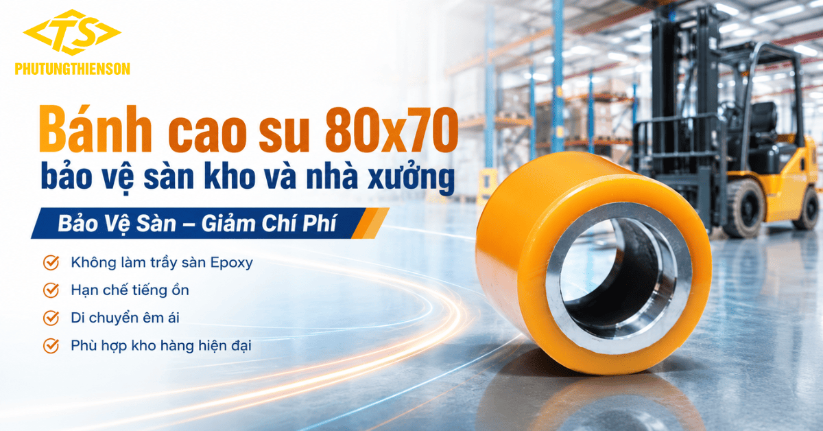 Bánh cao su 80x70 bảo vệ sàn kho và nhà xưởng