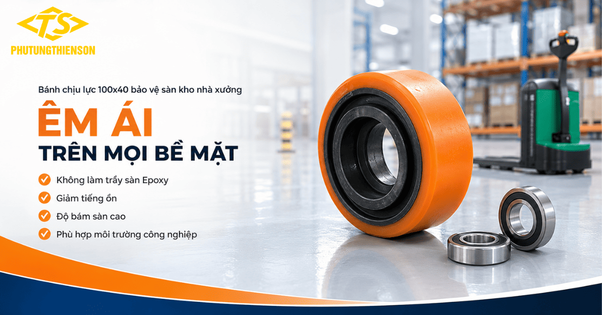 Bánh chịu lực 100x40 bảo vệ sàn kho nhà xưởng