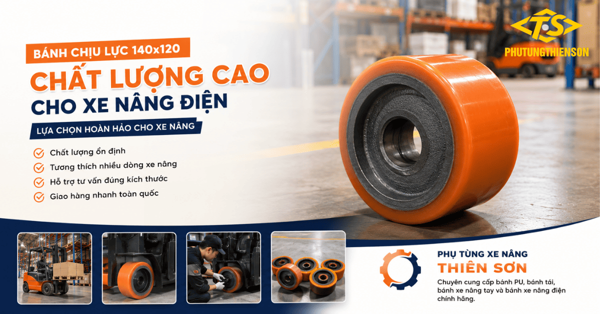 Bánh chịu lực 140x120 chất lượng cao cho xe nâng điện