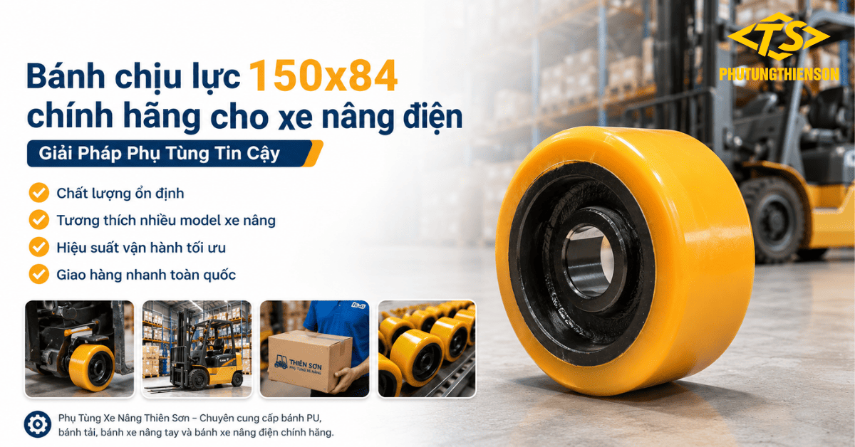 Bánh chịu lực 150x84 chính hãng cho xe nâng điện