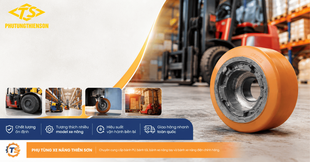 Bánh chịu lực 200x100 chính hãng cho xe nâng điện