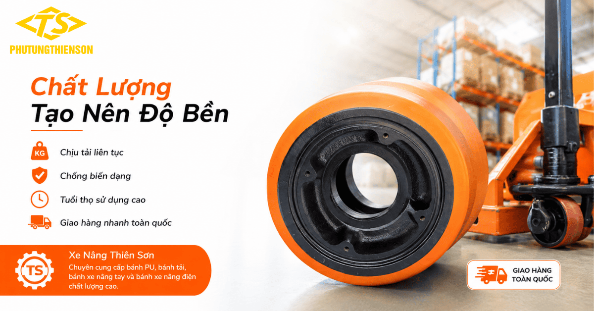 Bánh chịu lực 235x85 chính hãng cho xe nâng điện