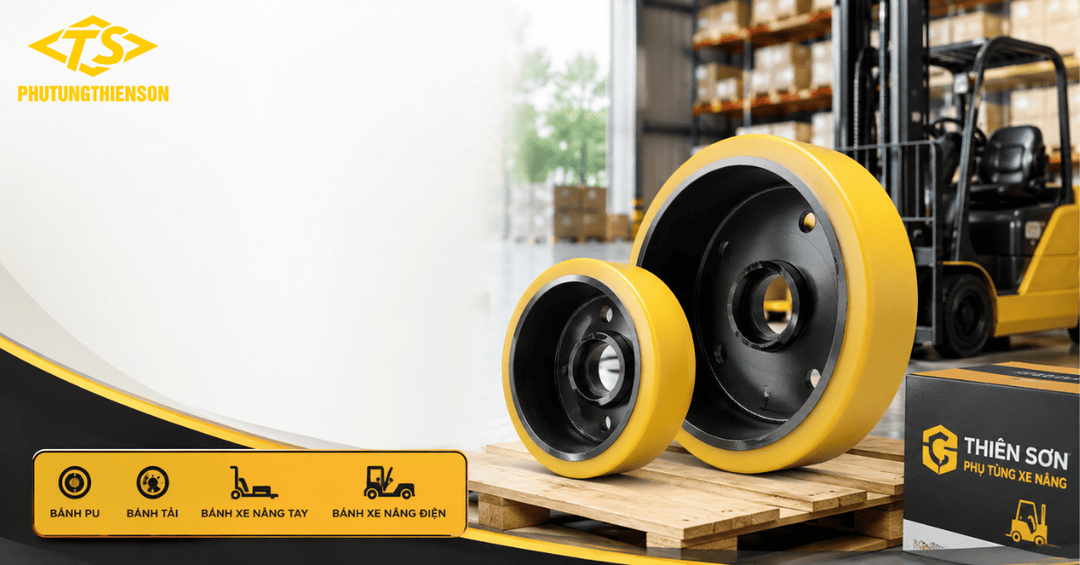 Bánh chịu lực 285x100 chính hãng cho xe nâng