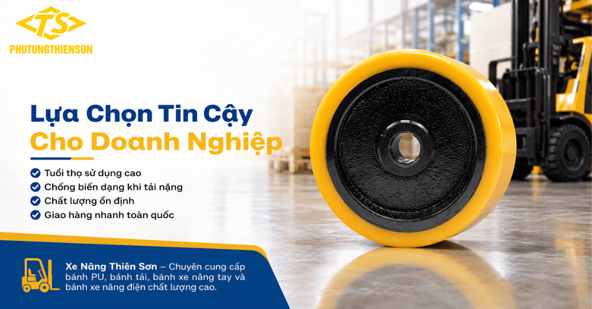 Bánh chịu lực 343x140 chính hãng cho xe nâng điện
