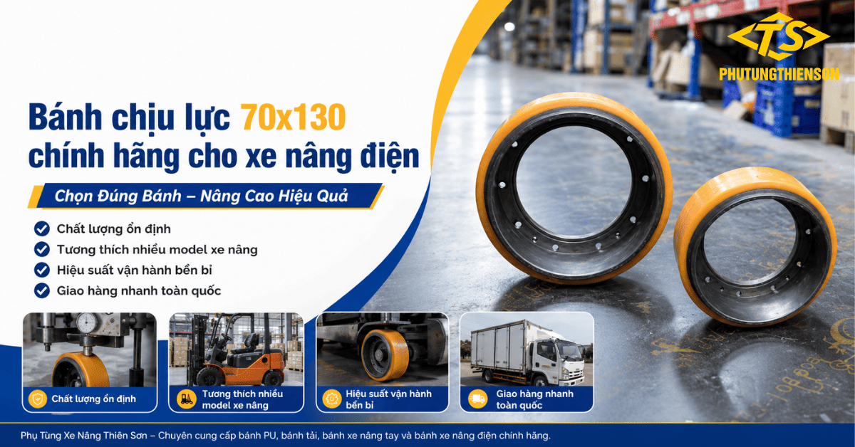 Bánh chịu lực 70x130 chính hãng cho xe nâng điện