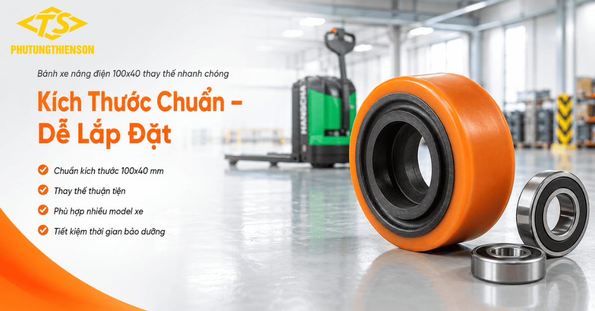Bánh xe nâng điện 100x40 thay thế nhanh chóng
