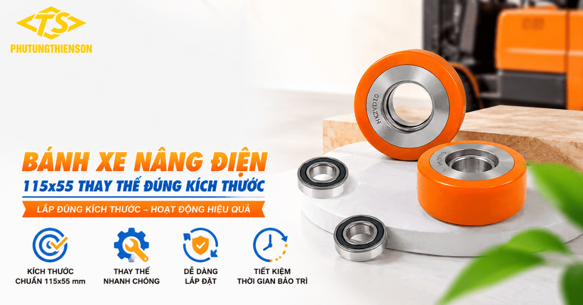 Bánh xe nâng điện 115x55 thay thế đúng kích thước