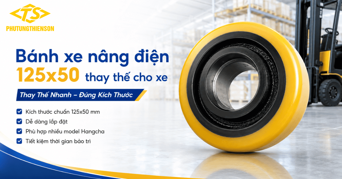 Bánh xe nâng điện 125x50 thay thế cho xe nâng