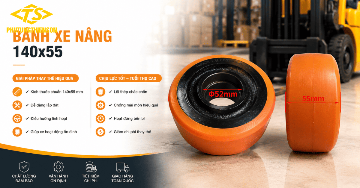 Bánh xe nâng điện 140x55 thay thế nhanh chóng
