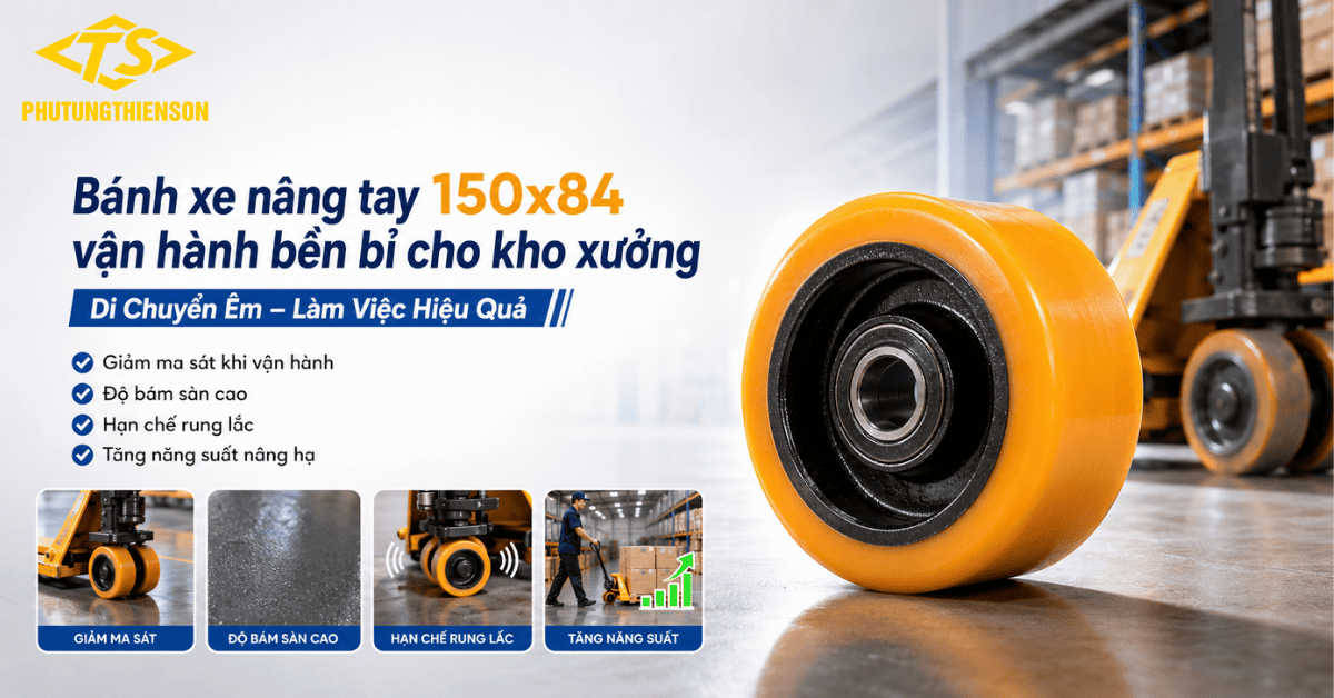 Bánh xe nâng điện 150x84 thay thế đúng kích thước tiêu chuẩn