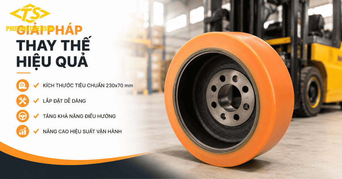 Bánh xe nâng điện 230x70 thay thế nhanh chóng
