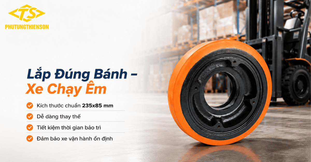 Bánh xe nâng điện 235x85 thay thế đúng tiêu chuẩn