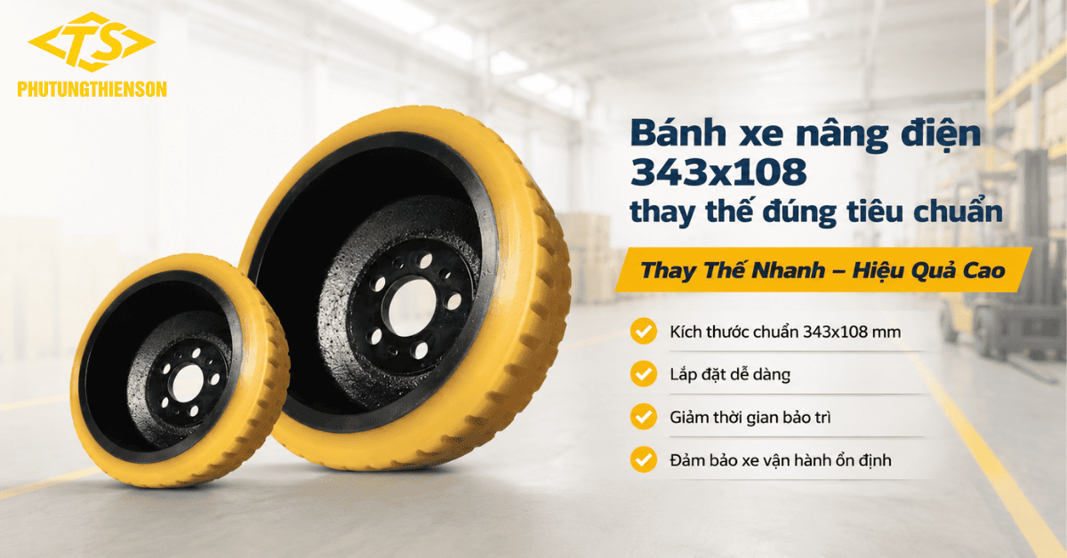 Bánh xe nâng điện 343x108 thay thế đúng tiêu chuẩn