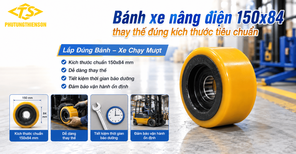 Bánh xe nâng tay 150x84 vận hành bền bỉ cho kho xưởng
