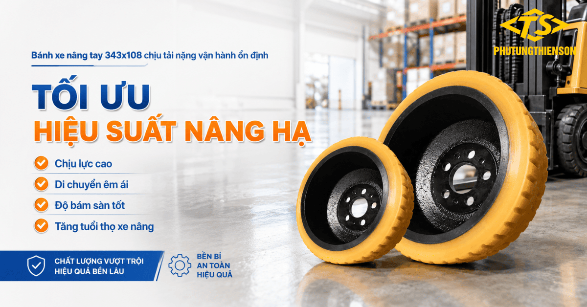 Bánh xe nâng tay 343x108 chịu tải nặng vận hành ổn định