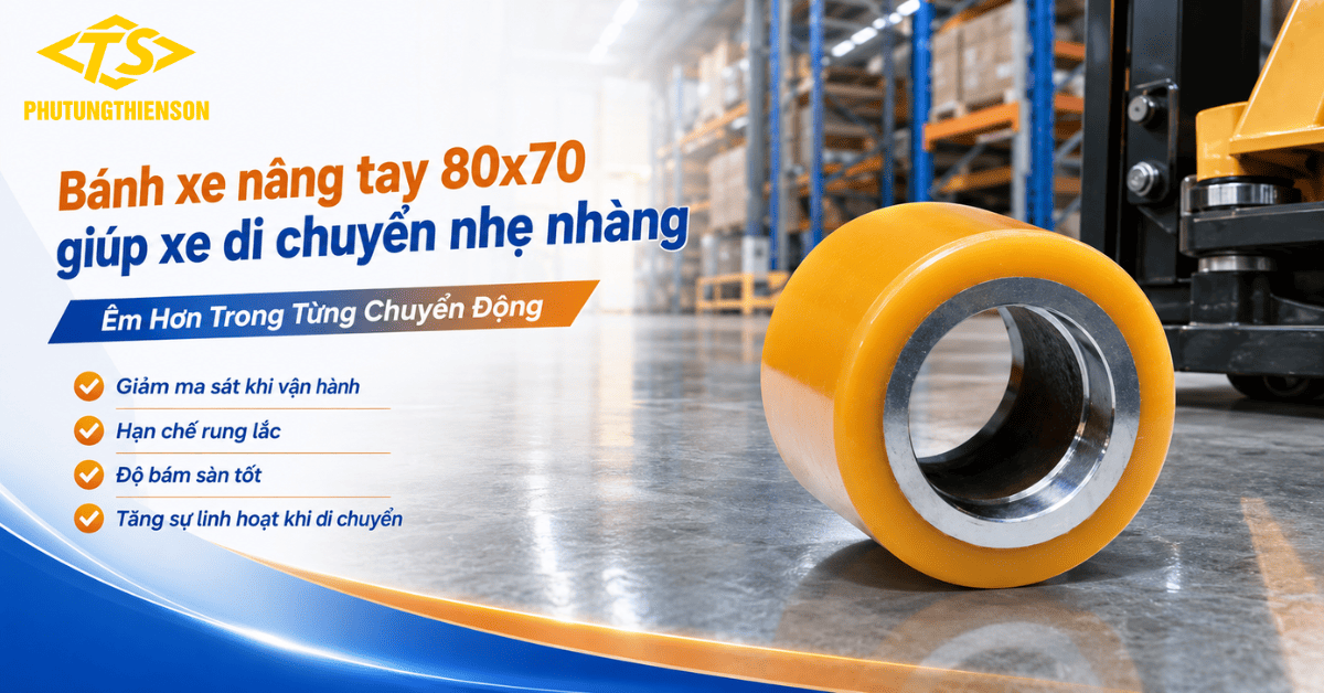 Bánh xe nâng tay 80x70 giúp xe di chuyển nhẹ nhàng
