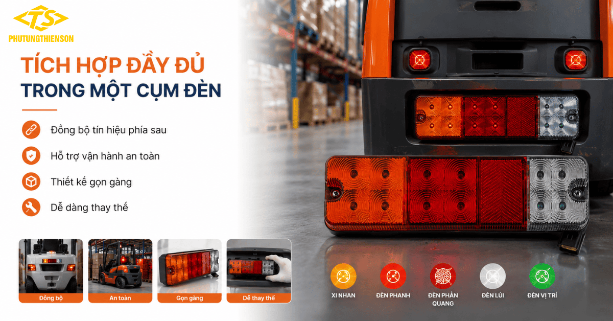 Cụm đèn hậu xe nâng tích hợp đa chức năng