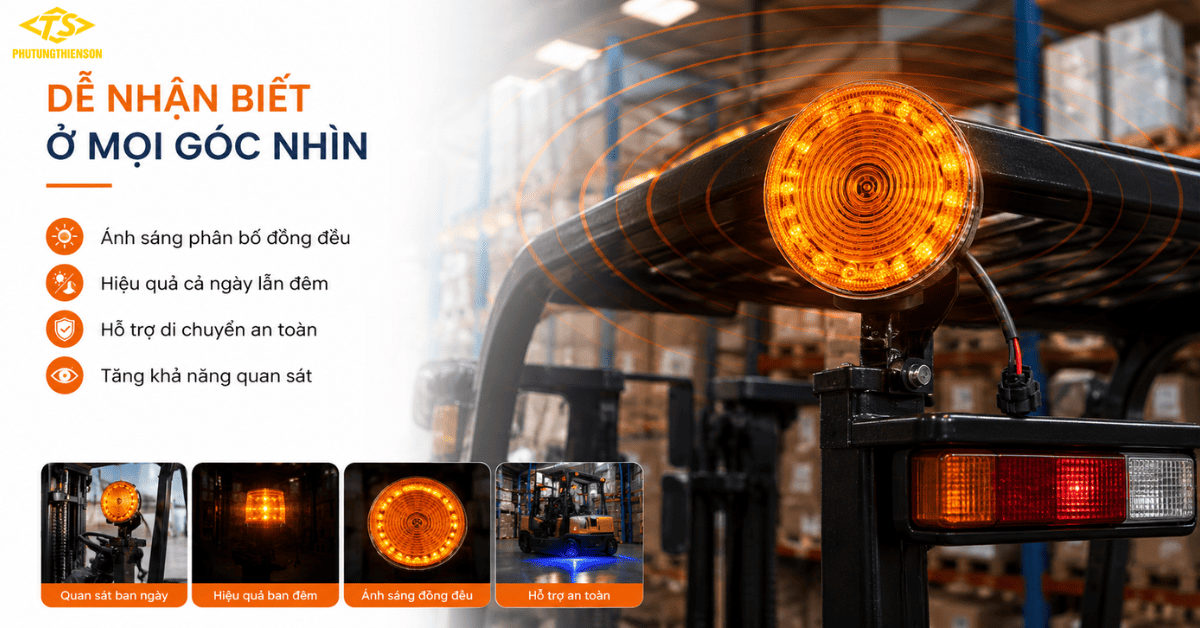 Đèn cảnh báo LED xe nâng góc chiếu rộng