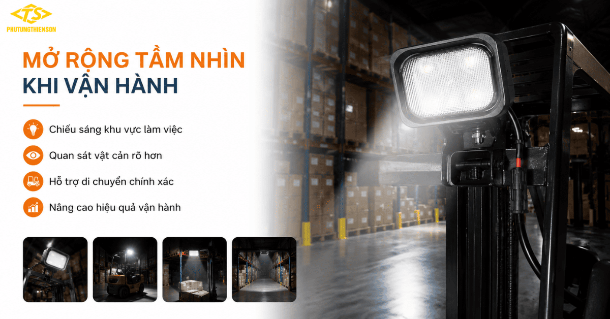 Đèn pha xe nâng mở rộng vùng chiếu sáng