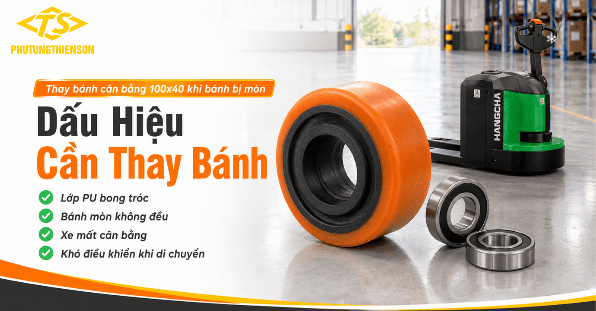 Thay bánh cân bằng 100x40 khi bánh bị mòn