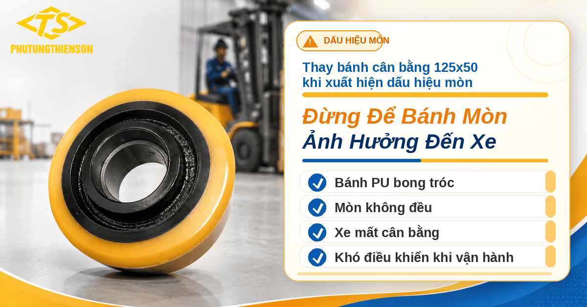 Thay bánh cân bằng 125x50 khi xuất hiện dấu hiệu mòn