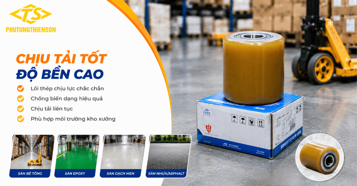 Bánh cao su 115x84 chịu lực cao tuổi thọ sử dụng lâu dài
