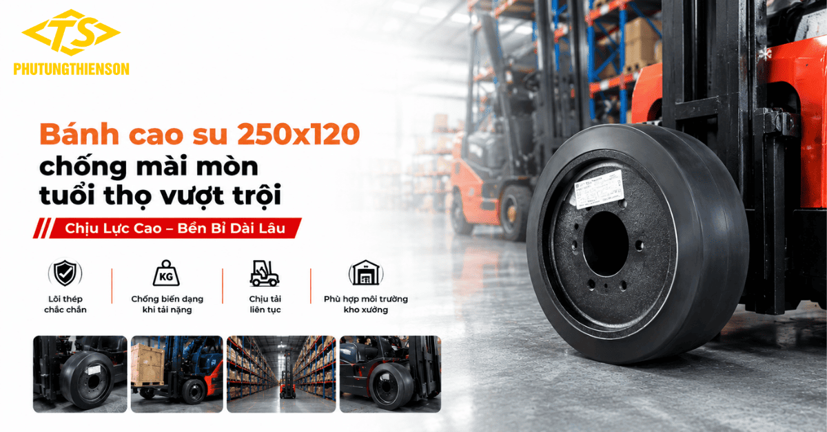 Bánh cao su 250x120 chống mài mòn tuổi thọ vượt trội