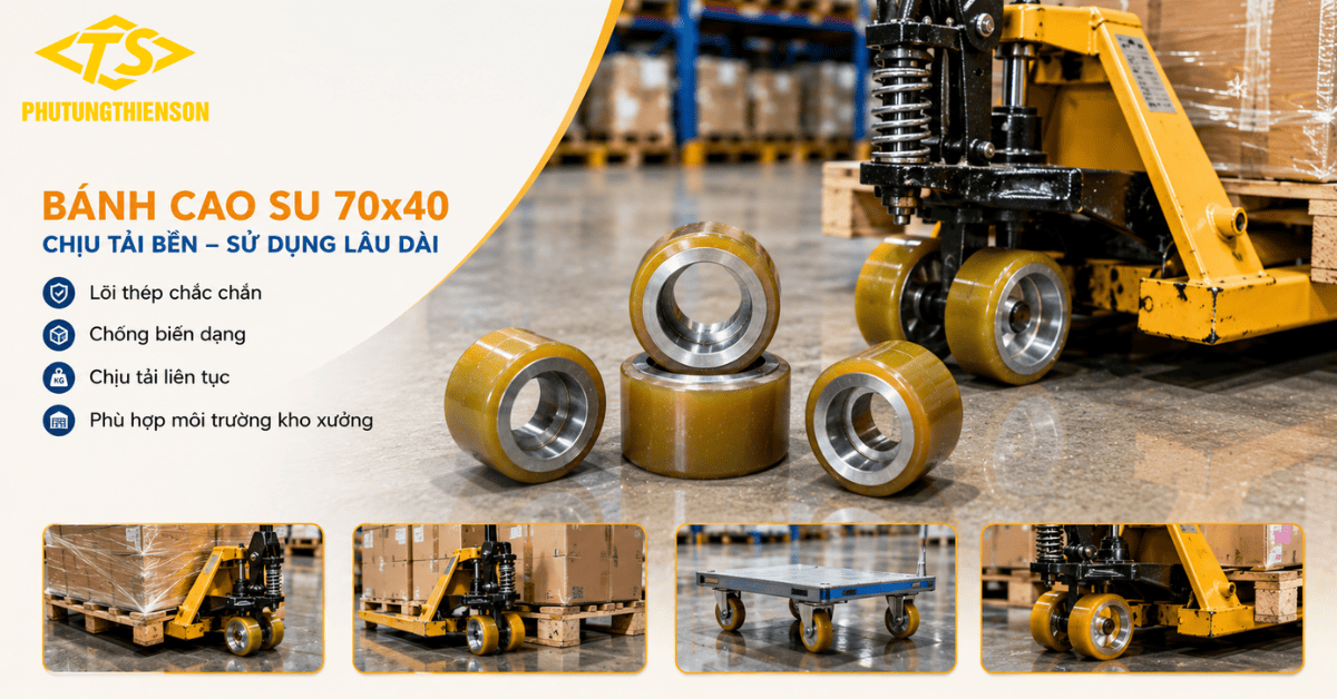 Bánh cao su 70x40 chịu lực tốt tuổi thọ sử dụng cao