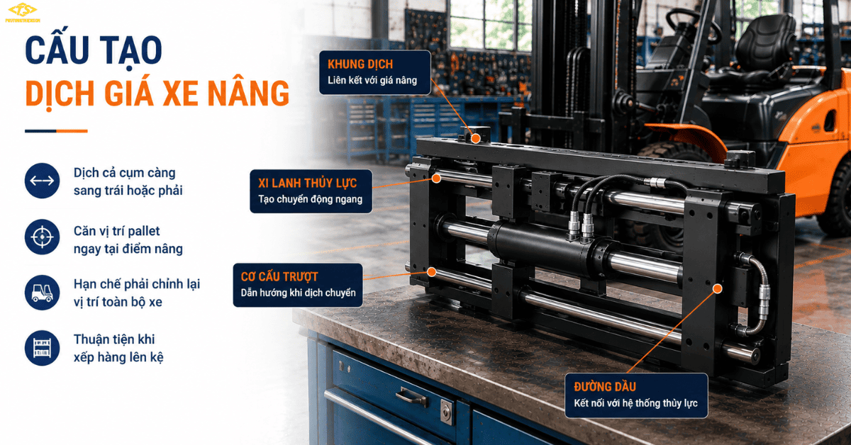 Cấu tạo dịch giá xe nâng thủy lực và các bộ phận chính