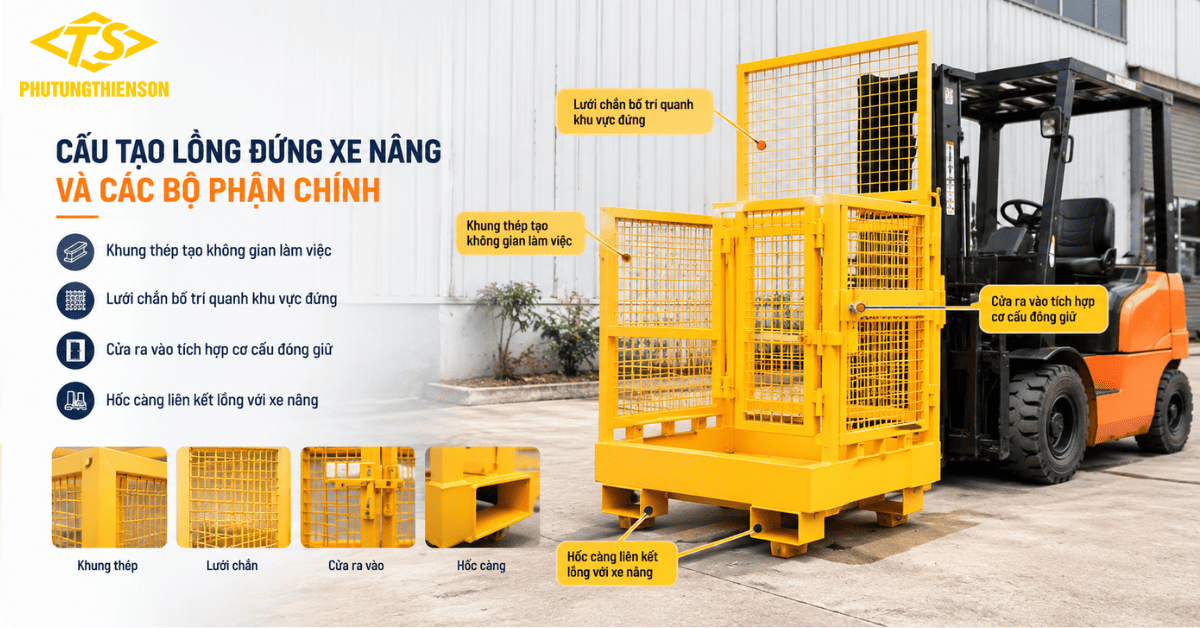 Cấu tạo lồng đứng xe nâng và các bộ phận chính