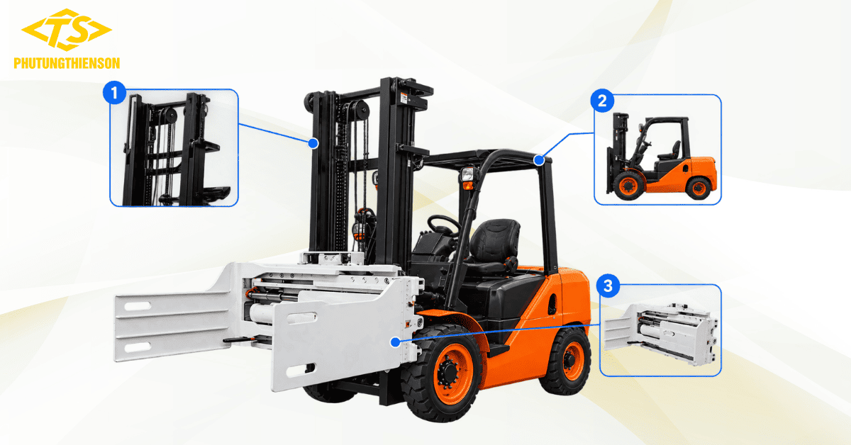 Cấu tạo xe nâng kẹp vuông và bộ kẹp thủy lực