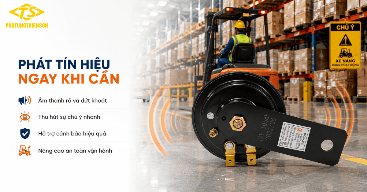 Còi xe nâng 12V phát tín hiệu nhanh