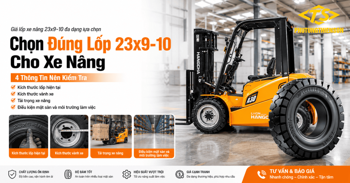 Giá lốp xe nâng 23x9-10 đa dạng lựa chọn