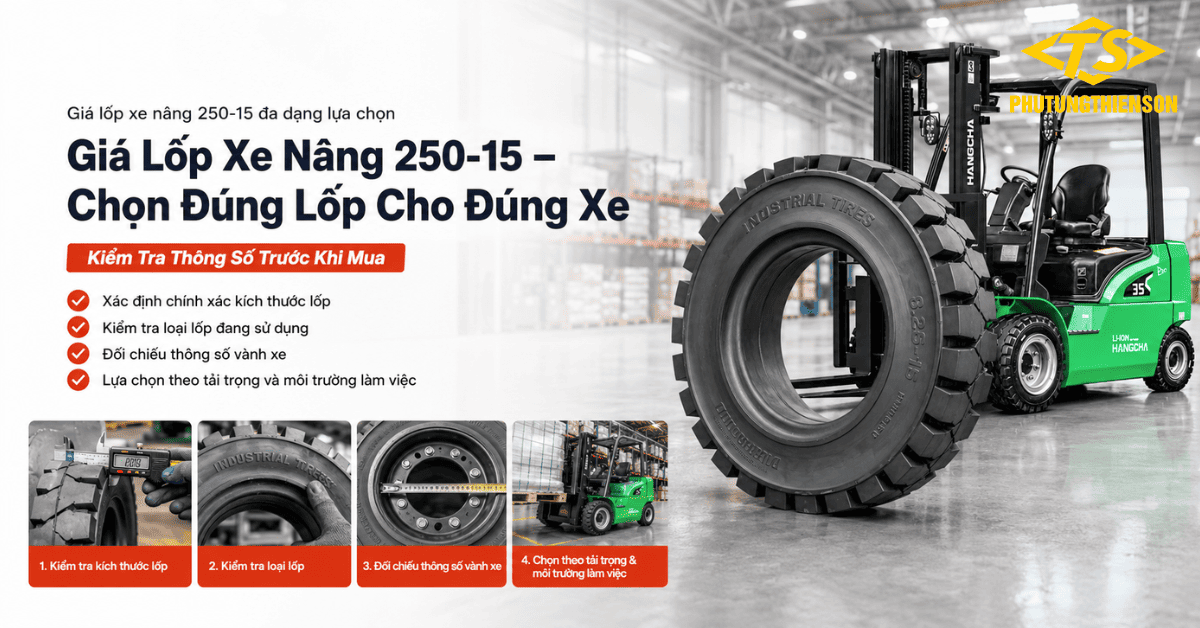 Giá lốp xe nâng 250-15 đa dạng lựa chọn