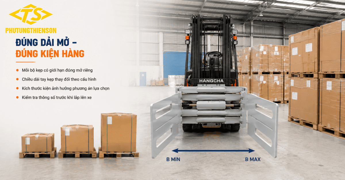 Kẹp vuông xe nâng cho kiện giấy bông vải và vật liệu tái chế