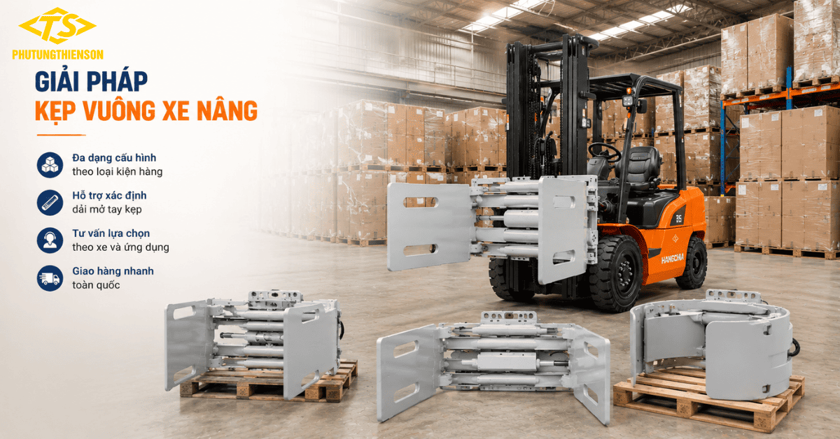 Kẹp vuông xe nâng đa dạng cấu hình cho kho và nhà máy