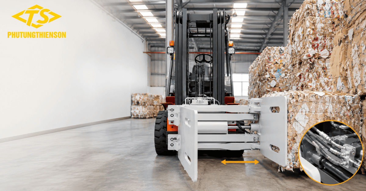 Kẹp vuông xe nâng dịch ngang hỗ trợ căn chỉnh kiện hàng